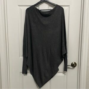 Zara women’s Knit dark grey Asymmetrical Long Sleeve Draped Sweater Top